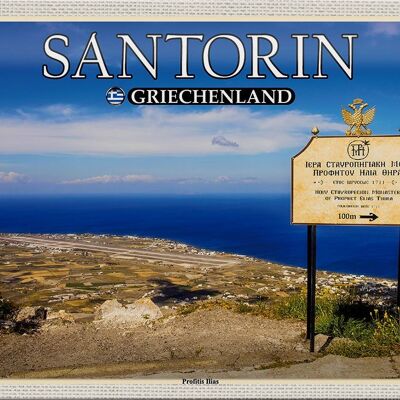 Cartel de chapa de viaje 30x20cm Santorini Grecia Profitis Ilias