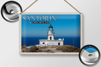 Panneau de voyage en étain, 30x20cm, Santorin, grèce, phare Akrotiri 2