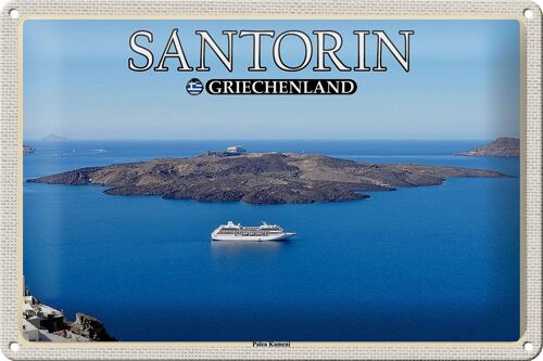 Blechschild Reise 30x20cm Santorin Griechenland Palea Kameni Insel