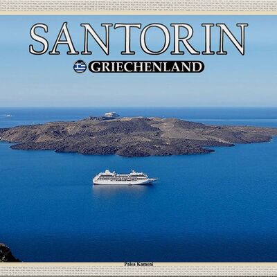Cartel de chapa de viaje 30x20cm Santorini Grecia Palea Kameni Island