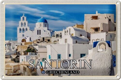 Blechschild Reise 30x20cm Santorin Griechenland Pyrgos Dorf