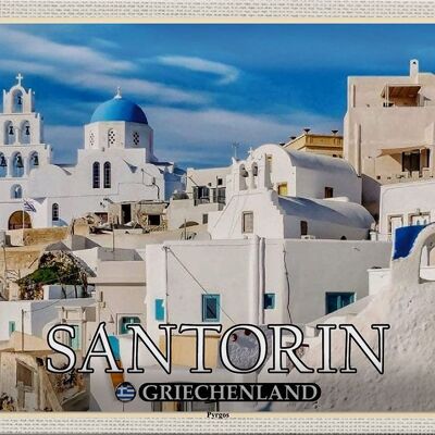 Blechschild Reise 30x20cm Santorin Griechenland Pyrgos Dorf