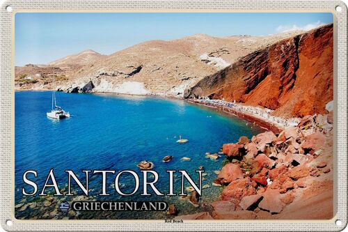 Blechschild Reise 30x20cm Santorin Griechenland Red Beach Strand