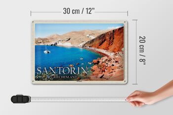 Signe en étain voyage 30x20cm, Santorin, grèce, plage rouge 4