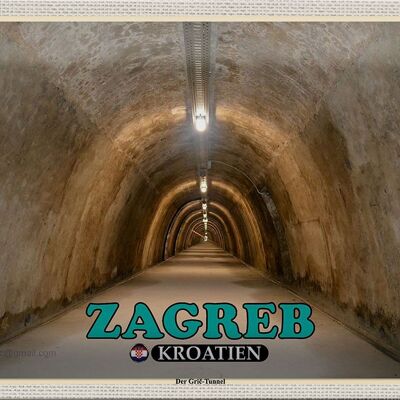 Cartel de chapa de viaje, 30x20cm, Zagreb, Croacia, el túnel Gric