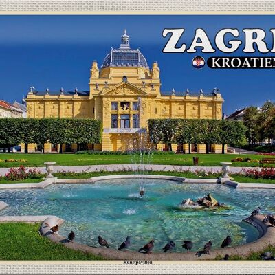 Panneau en étain voyage 30x20cm, pavillon d'art Zagreb croatie