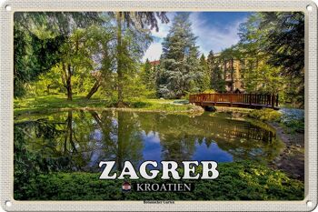 Panneau de voyage en étain, 30x20cm, jardin botanique de Zagreb, croatie 1