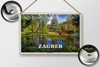 Panneau de voyage en étain, 30x20cm, jardin botanique de Zagreb, croatie 2