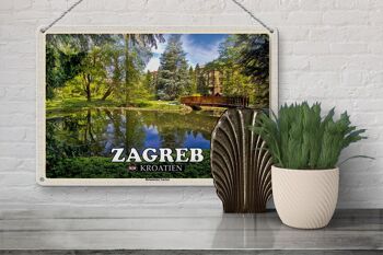Panneau de voyage en étain, 30x20cm, jardin botanique de Zagreb, croatie 3
