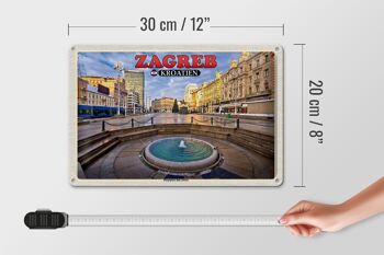 Panneau de voyage en étain, 30x20cm, Zagreb, croatie, place principale, Ban Jelacic 4