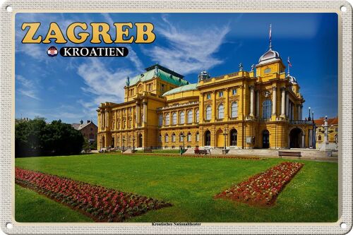 Blechschild Reise 30x20cm Zagreb Kroatien Nationaltheater