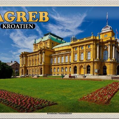 Cartel de chapa de viaje 30x20cm Teatro Nacional de Zagreb Croacia