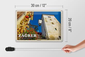 Panneau de voyage en étain, 30x20cm, Zagreb, croatie, tour Lotrscak, tour de guet 4