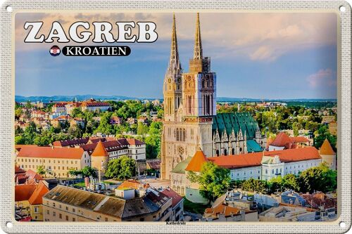 Blechschild Reise 30x20cm Zagreb Kroatien Kathedrale Bischofskirche