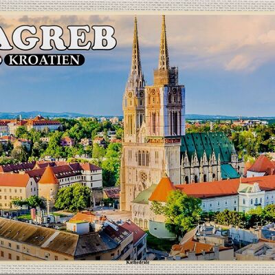 Cartel de chapa de viaje, 30x20cm, Iglesia Episcopal de la Catedral de Zagreb, Croacia