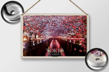 Panneau de voyage en étain, 30x20cm, Tokyo, japon, Festival des fleurs de cerisier, arbres, rivière 2