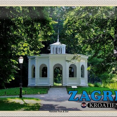 Cartel de chapa Travel 30x20cm Zagreb Croacia Parque y zoológico Maksimir