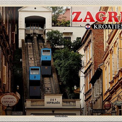 Cartel de chapa de viaje 30x20cm Zagreb Croacia St. Iglesia de Marcos