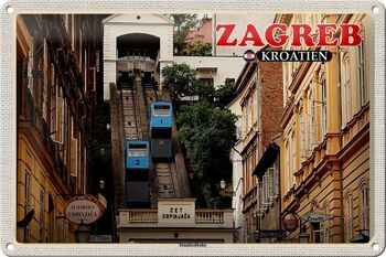 Signe en étain voyage 30x20cm Zagreb croatie St. L'église de Marc 1