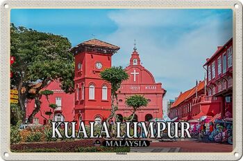 Panneau de voyage en étain, 30x20cm, Kuala Lumpur, malaisie, Malacca, église de la ville 1