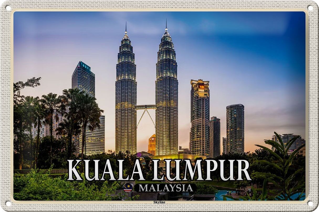 Cartel de chapa Travel 30x20cm Kuala Lumpur Malasia Skyline