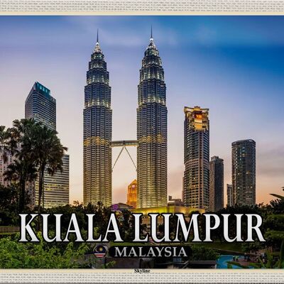 Targa in metallo da viaggio 30x20 cm Skyline di Kuala Lumpur Malesia