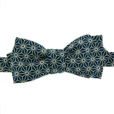 Japanese Asanoha navy blue bow tie