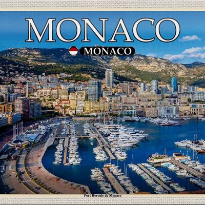 Cartel de chapa viaje 30x20cm Mónaco Puerto Hércules de Mónaco