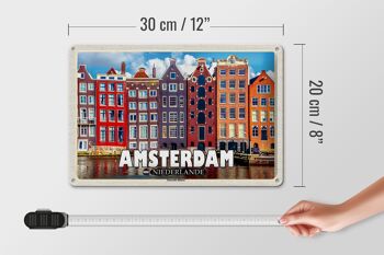 Panneau de voyage en étain, 30x20cm, Amsterdam, pays-bas, maisons dansantes 4
