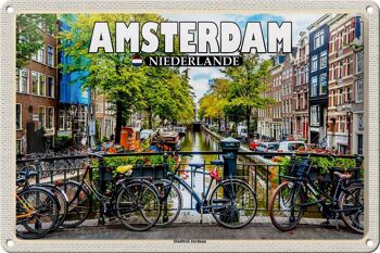 Panneau en étain voyage 30x20cm Amsterdam Pays-Bas quartier Jordaan 1
