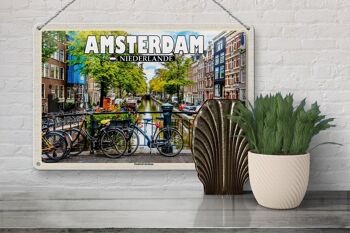 Panneau en étain voyage 30x20cm Amsterdam Pays-Bas quartier Jordaan 3