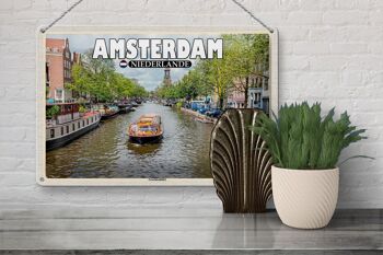 Panneau de voyage en étain, 30x20cm, Amsterdam, pays-bas, croisière sur le canal, rivière 3