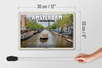 Panneau de voyage en étain, 30x20cm, Amsterdam, pays-bas, croisière sur le canal, rivière 4
