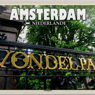 Metal sign travel 30x20cm Amsterdam Netherlands Vondelpark