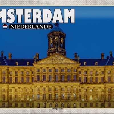 Panneau en étain voyage 30x20cm, palais Royal d'amsterdam pays-bas
