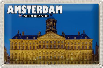 Panneau en étain voyage 30x20cm, palais Royal d'amsterdam pays-bas 1
