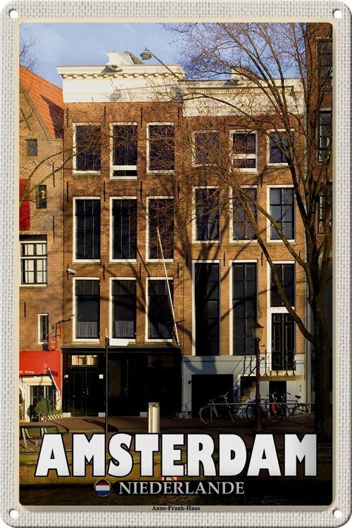 Blechschild Reise 20x30cm Amsterdam Niederlande Anne-Frank-Haus