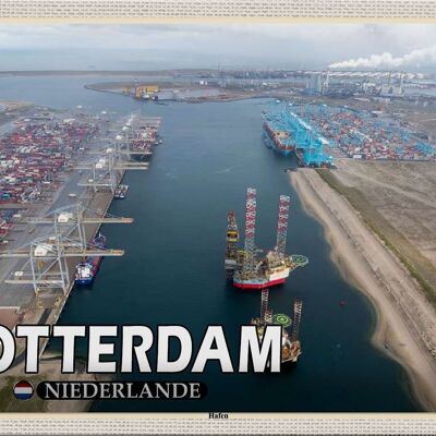 Blechschild Reise 30x20cm Rotterdam Niederlande Hafen Schiffe