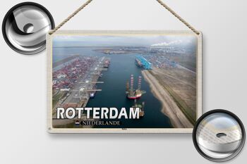 Panneau de voyage en étain, 30x20cm, navires du port de Rotterdam, pays-bas 2