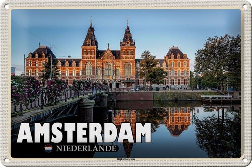 Blechschild Reise 30x20cm Amsterdam Niederlande Rijksmuseum