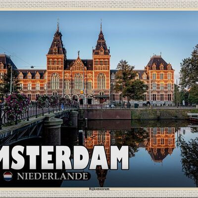 Panneau en étain voyage 30x20cm Amsterdam Pays-Bas Rijksmuseum