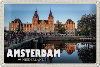 Panneau en étain voyage 30x20cm Amsterdam Pays-Bas Rijksmuseum 1
