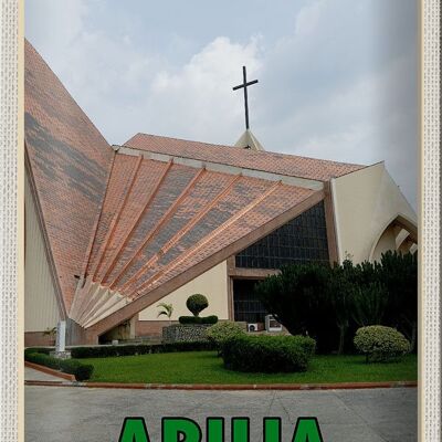 Targa in metallo da viaggio 20x30 cm Chiesa nazionale di Abuja Nigeria