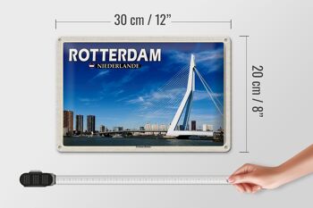 Panneau en étain voyage 30x20cm Rotterdam Pays-Bas Pont Erasmus 4