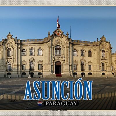 Targa in metallo da viaggio 30x20 cm Asuncion Paraguay Palacio de Gobierno