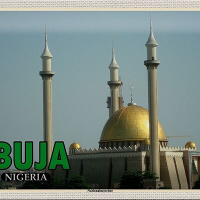 Targa in metallo da viaggio 30x20 cm Moschea nazionale Abuja Nigeria