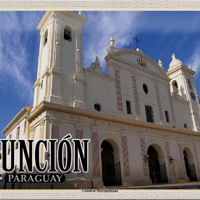 Cartel de chapa viaje 30x20cm Asunción Paraguay Catedral Metropolitana