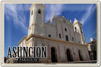 Plaque en étain voyage 30x20cm Asuncion Paraguay Catedral Metropolitana 1