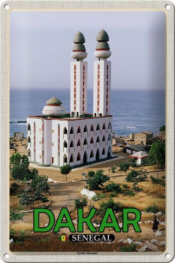 Plaque de voyage en étain, 20x30cm, grande mosquée de Dakar, sénégal 1