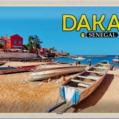 Cartel de chapa de viaje, 30x20cm, Dakar, Senegal, playa, mar, vacaciones